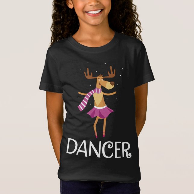 Dancer Prancer Christmas Dancing Reindeer T-Shirt (Front)
