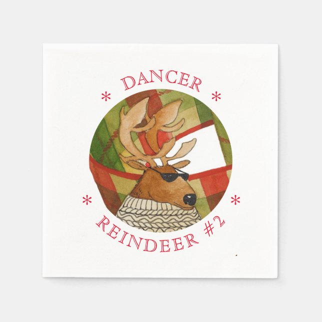 DANCER REINDEER Standard Cocktail Paper Napkins (Front)