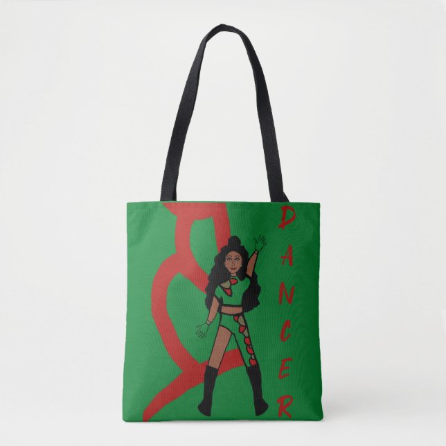 Dancer Two Colour Tote Red & Green Bag (Front)