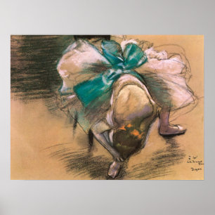 Dancer Tying Her Ribbons by Edgar Degas Poster