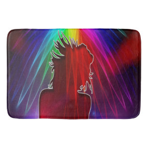 Dancer Under Neon Rainbow Shower Bath Mat
