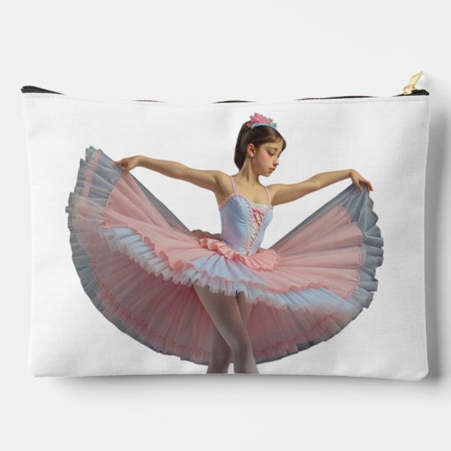 Dancer unfurling her tutu accessory pouch (Back)