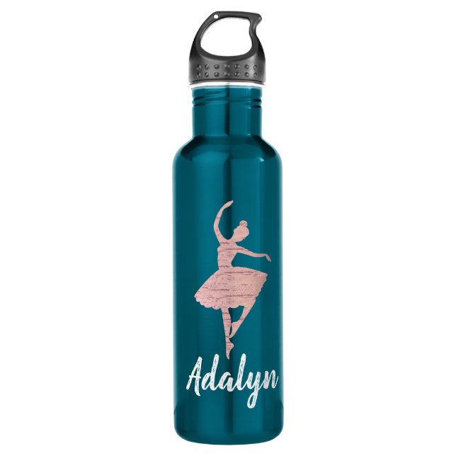 Dancer Water Bottle Gift for Dancer Rose Gold (Front)