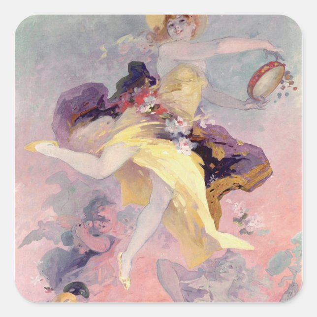 Dancer with a Basque Tambourine Square Sticker (Front)