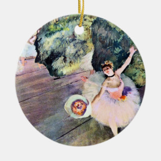 Dancer with a Bouquet of Flowers by Edgar Degas Ceramic Tree Decoration