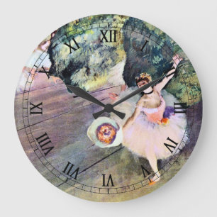 Dancer with a Bouquet of Flowers by Edgar Degas Large Clock