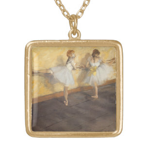 Dancers at the Bar by Edgar Degas, Vintage Ballet Gold Plated Necklace