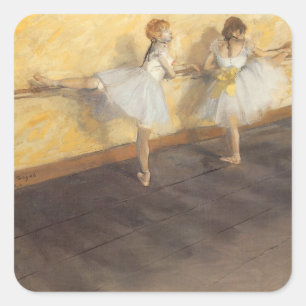 Dancers at the Bar by Edgar Degas, Vintage Ballet Square Sticker