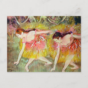 Dancers Bending Down by Edgar Degas, Ballet Art Postcard