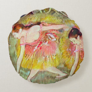 Dancers Bending Down by Edgar Degas, Ballet Art Round Cushion