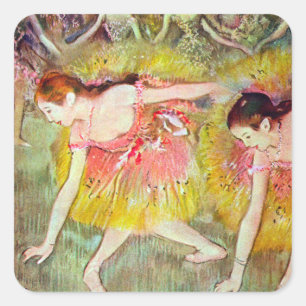 Dancers Bending Down by Edgar Degas, Ballet Art Square Sticker