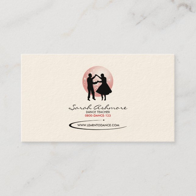 Dancers Business Card (Disco Ball BG v2) (Front)