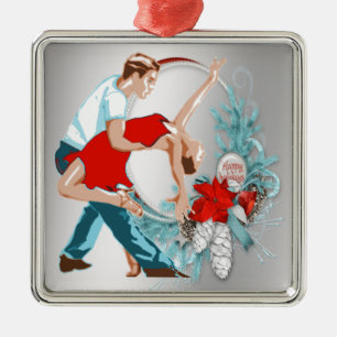 Dancers  Happy Holidays Christmas Metal Tree Decoration
