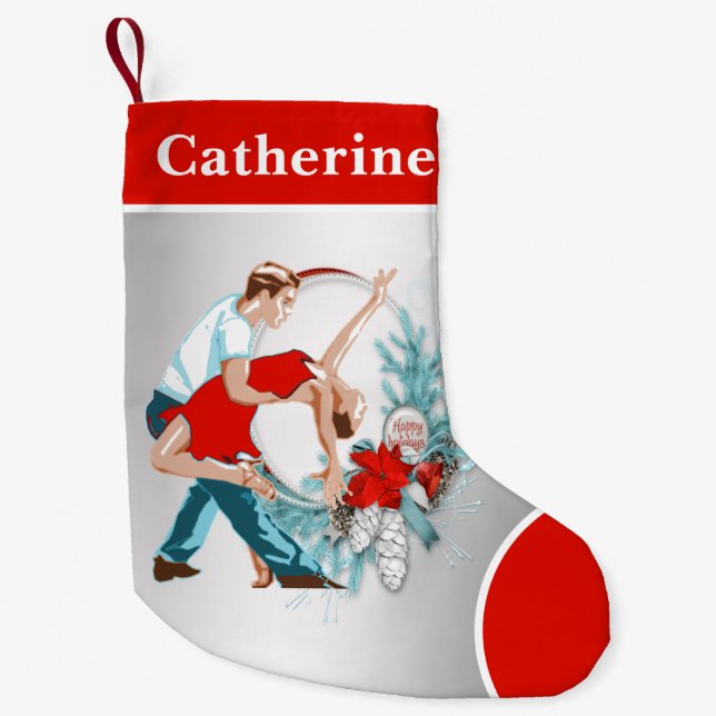 Dancers  Happy Holidays Small Christmas Stocking (Front)