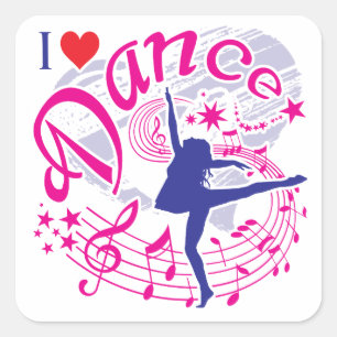 Dancer's I love Dance Square Sticker
