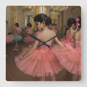 Dancers in a large rococo-style room square wall clock