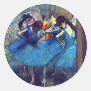Dancers in Blue by Edgar Degas, Vintage Ballet Art Classic Round Sticker