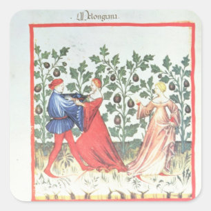 Dancers in front of Broom Plants, 13th century Square Sticker