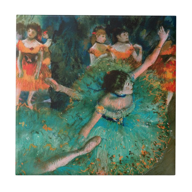Dancers in Green by Edgar Degas Tile (Front)