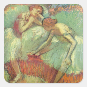 Dancers in Green by Edgar Degas, Vintage Ballet Square Sticker
