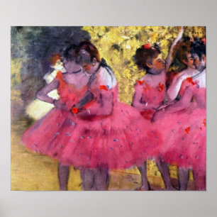 Dancers in pink between the scenes by Edgar Degas Poster