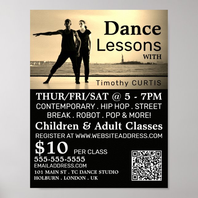 Dancers on Stage, Dance Lesson Advertising Poster (Front)