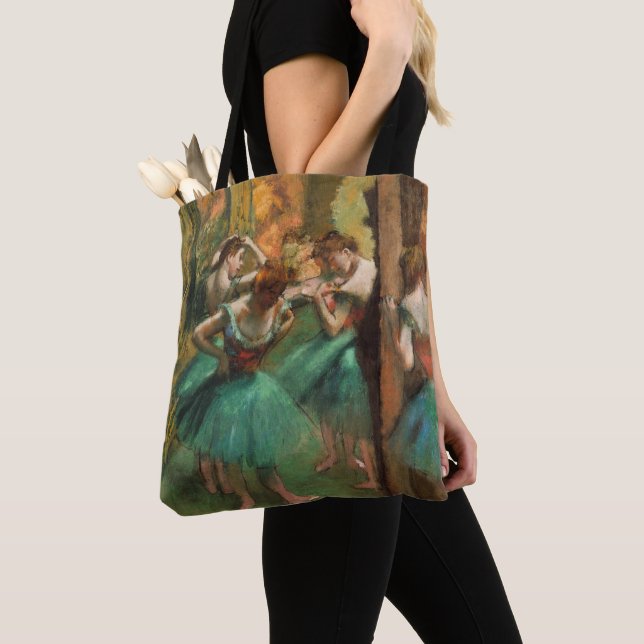 Dancers, Pink and Green by Degas, Art  Tote Bag (Close Up)