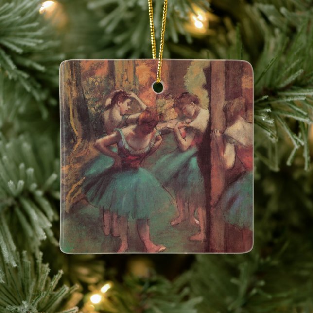 Dancers, Pink and Green by Edgar Degas Ceramic Ornament (Tree)