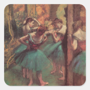 Dancers, Pink and Green by Edgar Degas Square Sticker