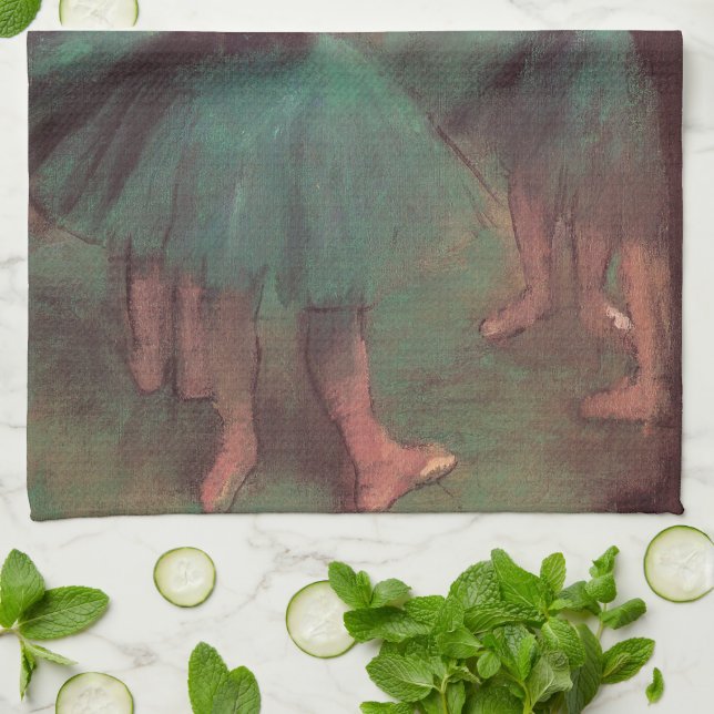 Dancers, Pink and Green by Edgar Degas Tea Towel (Folded)