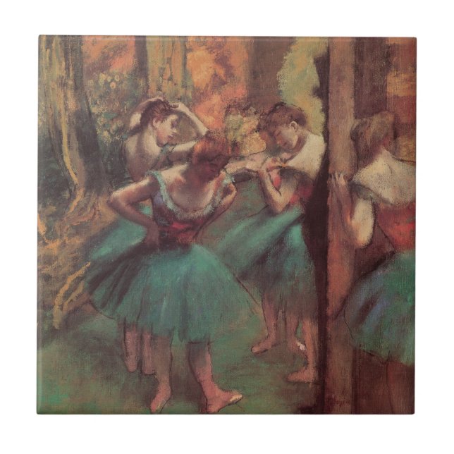 Dancers, Pink and Green by Edgar Degas Tile (Front)