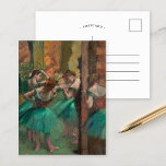 Dancers, Pink and Green | Edgar Degas Postcard<br><div class="desc">Dancers, Pink and Green (1890) by French impressionist artist Edgar Degas. Degas is famous for his pastel drawings and oil paintings. He was a master in depicting movement, as can be seen in his many works of ballet dancers. Use the design tools to add custom text or personalise the image....</div>