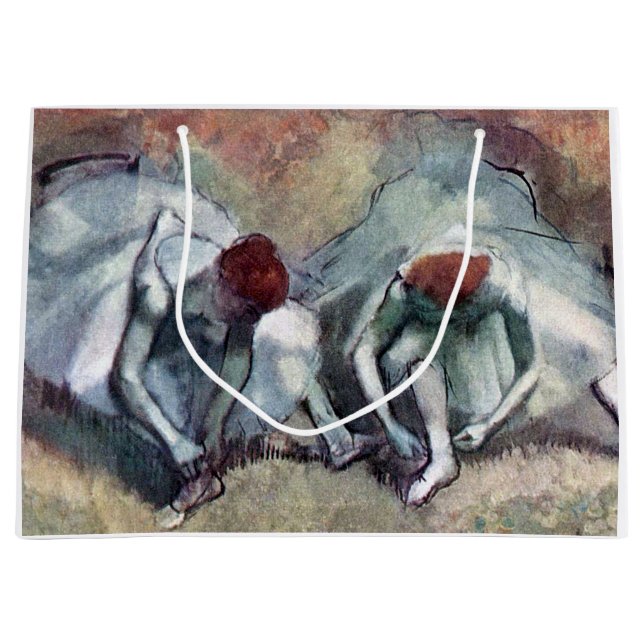 Dancers Tying Their Shoes, Edgar Degas Large Gift Bag (Front)