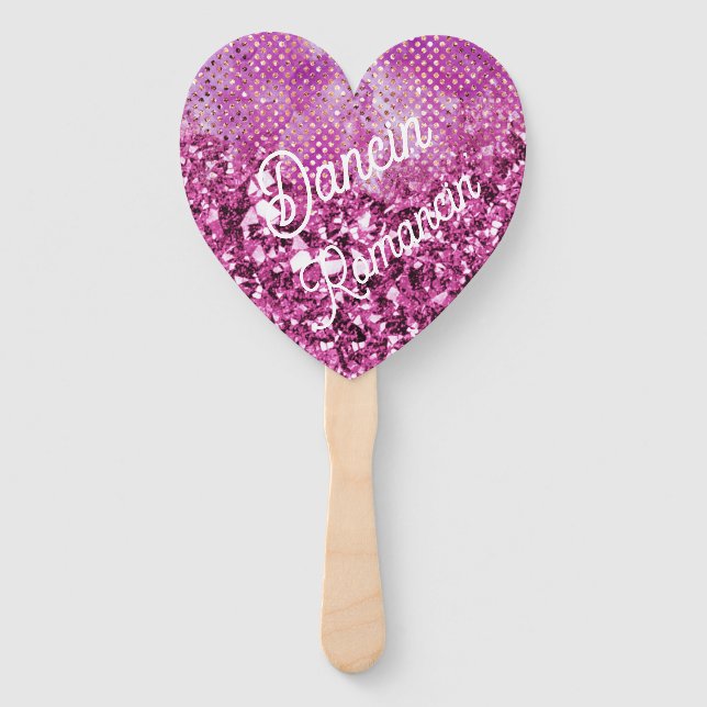 Dancin' Romancin' Pink Heart Hand Fan (Front)