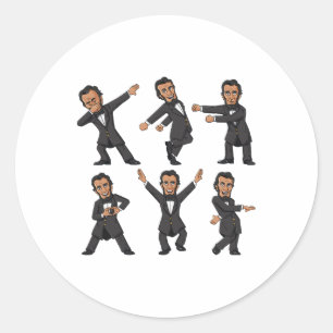 Dancing Abraham Lincoln 4th Of July Boys Girls Kid Classic Round Sticker