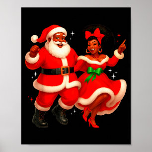 Dancing African Santa Mr Mrs Claus African America Poster