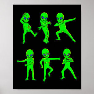 Dancing Aliens Halloween Green Alien Dance Kids Bo Poster