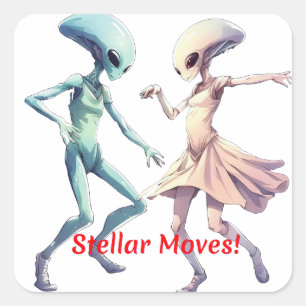 Dancing Aliens Square Sticker