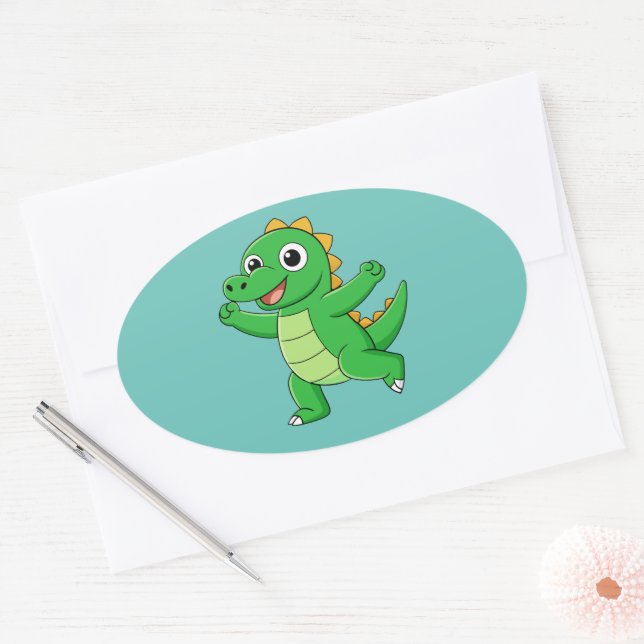 Dancing Alligator  Oval Sticker (Envelope)