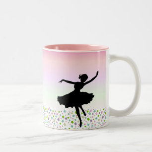 Dancing amongst the stars - pink sunset Two-Tone coffee mug
