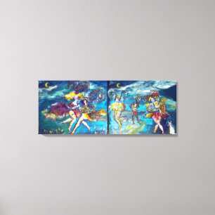 DANCING AND MUSIC IN THE NIGHT,blue pink fuchsia Canvas Print