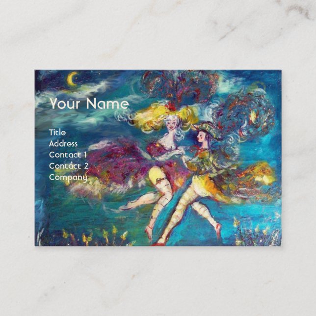 DANCING AND MUSIC IN THE NIGHT MONOGRAM BUSINESS CARD (Front)