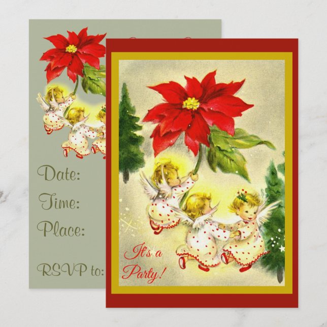 Dancing Angels Christmas Party Invitation (Front/Back)