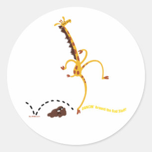 DANCING AROUND BAD "STUFF" GIRAFFE by Jeff Willis Classic Round Sticker