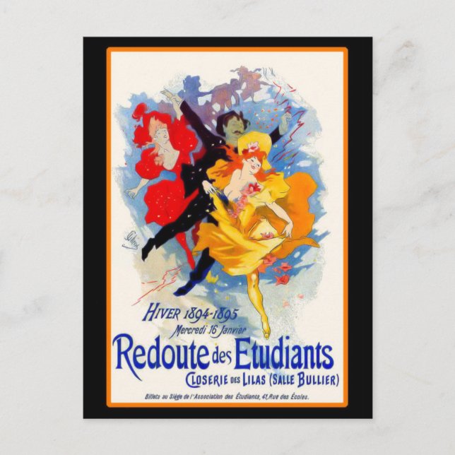 Dancing Art Nouveau Women Postcard (Front)