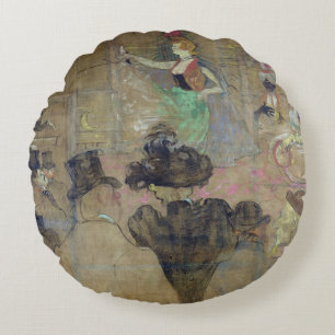 Dancing at the Rouge: La Goulue, 1895 Round Cushion