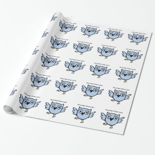 Dancing Baby Owl Blue Boy Personalised Custom Wrapping Paper