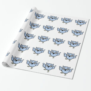 Dancing Baby Owl Blue Boy Wrapping Paper