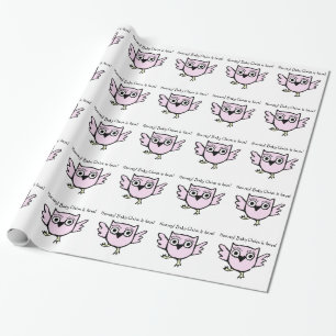 Dancing Baby Owl Pink Girl Personalised Wrapping Paper
