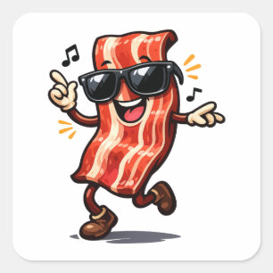 Dancing Bacon Square Sticker